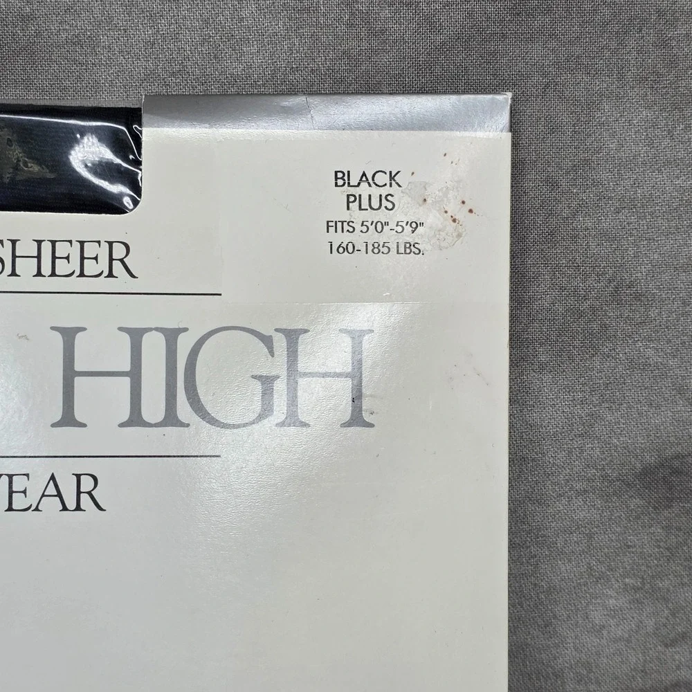 Kathie Lee Silky Sheer Thigh High Legwear Lace Top Lycra Black Size Plus‎